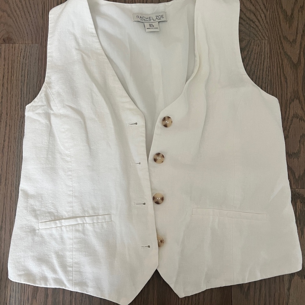 Rachel Zoe White linen vest